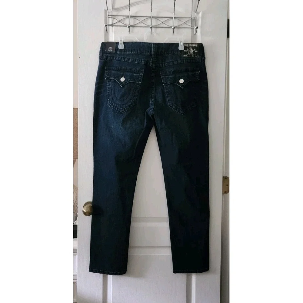 True Religion Mens GENO Flap Big T Blue Jeans Pant Relaxed Slim World Tour 38×32